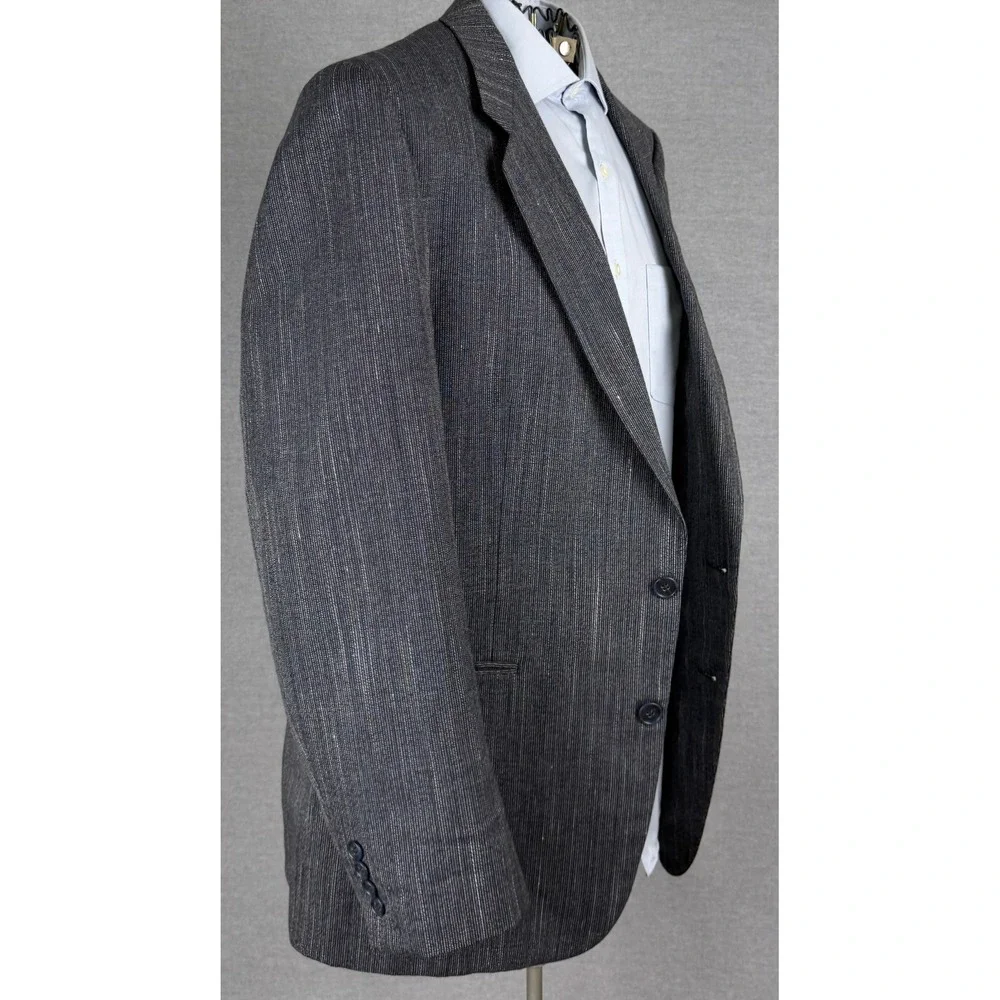 Francesco Maiolo Mens 42L Grey Wool Silk Blend‎ Hand Tailored Blazer Sport Coat